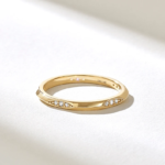 Pave Natural Diamond Ring, 14k Solid Gold Eternity Matching Band, Knife Edge Slim Ring - Image 2
