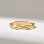 Natural Diamond Twisted Wedding Ring | 18K Solid Gold Rope Ring | Natural Diamond Band - Image 2