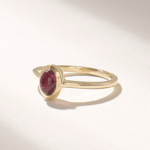 18K Solid Gold Red Tourmaline Solitaire Ring - Image 6