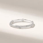 18k Gold Rhombus Wedding Band: Slim Natural Diamond Stacking Ring, Dainty Alliance Ring - Image 5
