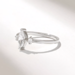 Marquise Natural Diamond Engagement Ring | 0.5ctw Solitaire Ring with Round Natural Diamonds - 图片 5
