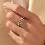 Pave Natural Diamond Paperclip Ring 18K Solid Gold Trendy Pinky Statement Ring for Women - Image 3