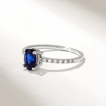 18K Solid Gold Oval Sapphire Diamond Ring - 图片 6