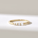 Natural Diamond Ascending Round Wedding Ring, Pave Composition Stacking Ring for Women - 图片 2