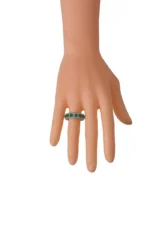 18K Solid Gold Natural Green Emerald & Diamond Eternity Band Ring - Image 5