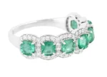 14K Solid Gold Lab Grown Emerald & Diamond Ring - 图片 2