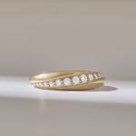 Pave Natural Diamond Slim Dome Ring | Dainty Signet Ring Women | Low Dome Statement Ring - Image 2