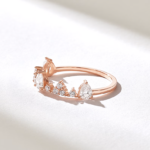 Natural Diamond Crown Stackable Ring: Unique 14k Solid Gold Bridal Ring for Women - Image 5