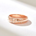 14k Gold Natural Diamond Constellation Ring, Minimalist Dome Celestial Design - Image 6