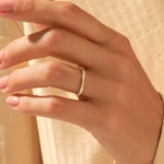 Pave Natural Diamond Ring, 14k Solid Gold Eternity Matching Band, Knife Edge Slim Ring - Image 4