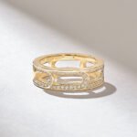 Micro Pave Natural Diamond Eternity Chain Ring in 18k Gold,  Stunning Wedding Band - Image 5