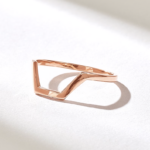 Half Hexagon Stacking Ring: Solid Gold Plain Wedding Band,Geometric Nesting Band - 图片 5