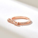 Pave Moissanite Diamond Ribbon Ring | 14k Solid Gold Designer Band for Women - 图片 5