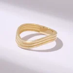 Stunning Wavy 18K Solid Gold Curved Band: Three Rows Stacking Rings for Women - Image 6