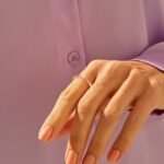 14K 纯金长方形天然钻石距离婚戒：超薄永恒戒指
