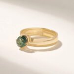 18K Solid Gold Moss Agate Solitaire Ring - Image 4
