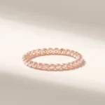 18K Solid Gold Ball Eternity Ring: Dainty Pave Dot Wedding Band with Real Natural Diamonds - 图片 5