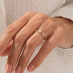 14k Bezel Natural Diamond Solo Promise Ring | Solid Gold Small Engagement Ring for Women