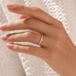 14k Solid Gold Bezel Natural Diamond Pyramid Ring | 1.8MM Slim Stacking Ring for Women - Image 3