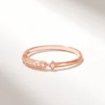 Natural Diamond Princess Band Ring | 18K Solid Gold Art Deco Ring | Ultra Thin Stack Ring - 图片 6