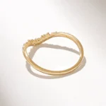 Natural Diamond Deep Curve Ring | Pave Stack Ring for Women | V Shaped Nesting Ring - 图片 7