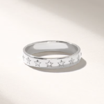 14k Solid Gold Star Eternity Wedding Band: Women's Ring with Star Set Natural Diamonds - Image 5