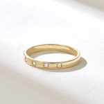5 Stone cDiamond Band | 14k Solid Gold Marriage Ring for Women| Pave Classic Ring - Image 4