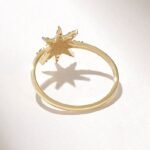 Natural Diamond Star Ring: 14k Solid Gold Celestial Statement Jewelry for Women - 图片 7