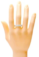 14K White Gold 4.57 Carat Solitaire Pear-Shape Natural Diamond Eternity Band Ring - 图片 5