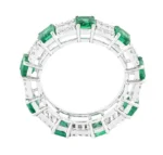14K Solid Gold 5.02 Carat Diamond and Emerald Infinity Band Ring - 图片 2