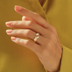 Open Natuarl Diamond Wedding Band: Solid Gold Cuff Ring with Pear and Marquise Natuarl Diamonds - Image 3