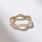 Pave Natural Diamond Wave Ring | Solid Gold Wedding Band | Minimalist Zigzag Band - Image 7