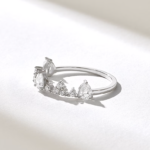 Natural Diamond Crown Stackable Ring: Unique 14k Solid Gold Bridal Ring for Women - Image 6