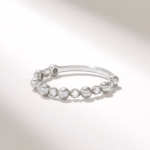 14k Solid Gold Natural Diamond Beaded Ring | Stackable Ball Ring Enhancer For Women - 图片 6