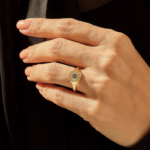 14k Solid Gold Evil Eye Signet Ring All-Seeing Eye Protection with Pave Sapphire - Image 3