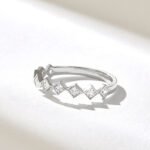 0.45Ct Princess Natural Diamond Wedding Ring - Half Eternity Band in Solid Gold - 图片 6