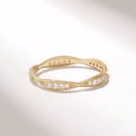 18K Solid Gold Natural Diamond Pave Eternity Wedding Ring - 图片 4