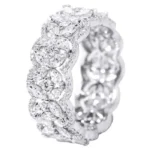14K White Gold 2.46 Carat Natural Diamond Full-Band Engagement Ring For Women