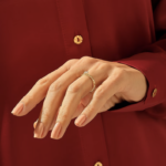 Round Solitaire Ring | 0.24CT Tiny Ring | 18K Solid Gold Square Patterned Ring