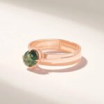 18K Solid Gold Moss Agate Solitaire Ring - Image 5