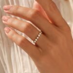 0.45Ct Princess Natural Diamond Wedding Ring - Half Eternity Band in Solid Gold