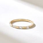 14K Solid Gold Half Eternity Baguette Natural Diamond Wedding Band - 图片 4