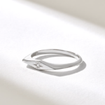 14k Gold Natural Diamond Rhombus Star Pinky Ring: Celestial Slim Signet Band for Women - Image 6