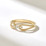 Natural Diamond Twisted Rope Ring |14k Solid Gold Unique Design Statement Ring For Women - Image 4