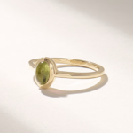 18K Solid Gold Bezel Peridot Solitaire Ring - 图片 5