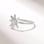 Natural Diamond Star Ring: 14k Solid Gold Celestial Statement Jewelry for Women - 图片 6