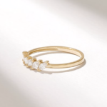 Slanted Marquise Diamond Wedding Ring | Dainty Promise Ring for Women - Image 4