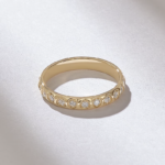 14k Gold Natural Diamond Eternity Wedding Band: Unique Triangle Pattern - 图片 7
