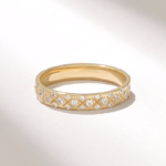 Natural Diamond Pave Wedding Ring | 18k Full Eternity Band Women | 3.40mm Wide Band - 图片 4