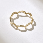 Pave Natural Diamond Zigzag Ring: 14k Solid Gold Stacking Ring for Women - Image 7
